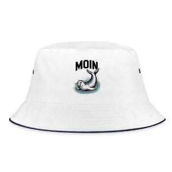 Seehund Robbe Ostsee Nordsee Moin - Bucket Hat - Weiß/Navy - Vorne