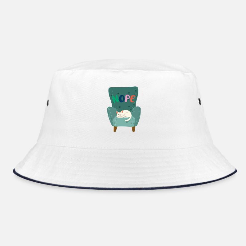 Cute Sleeping Cat with "NOPE" Lazy Mood Bucket Hat