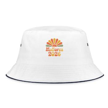 Mallorca Sonnenaufgang 2026 - Bucket Hat - Weiß/Navy - Vorne