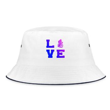 Puristisches Roadbike Thema - Bucket Hat - Weiß/Navy - Vorne