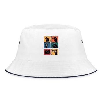 Retro Photography Camera Photographer Motif - Bucket Hat - white/navy - Front