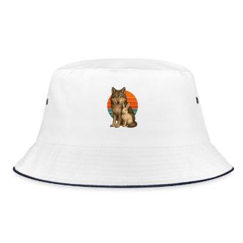 Wolf and Rabbit - Bucket Hat - white/navy - Front