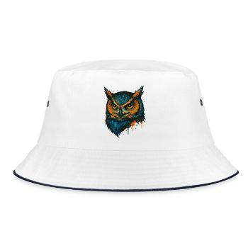 Farbige Eulenkopf Splashkunst - Bucket Hat - Weiß/Navy - Vorne