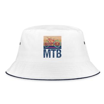 Mountain Biking - Bucket Hat - Weiß/Navy - Vorne