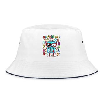 Numeral Day 2026 Calculator Mascot - Bucket Hat - white/navy - Front