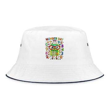 Number Day 2026 Calculator Mascot - Bucket Hat - white/navy - Front