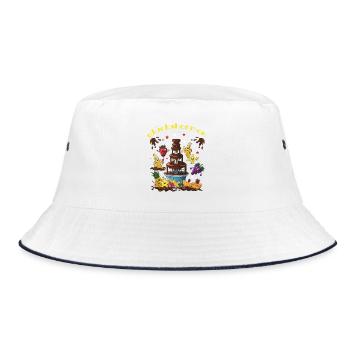 Glückshormon Schokoladen-Torte Spaß - Bucket Hat - Weiß/Navy - Vorne