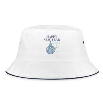 Frohes neues Jahr 2026 Disco Ball Feier - Bucket Hat - Weiß/Navy - Vorne