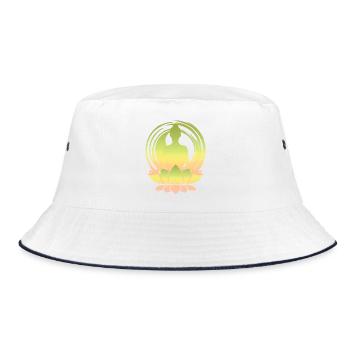 Pastell Buddha im Lotusstempel - Bucket Hat - Weiß/Navy - Vorne