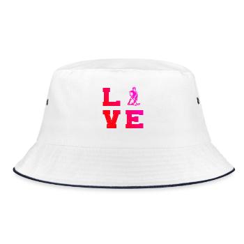Tolles Unihockey Geschenk für Unihockey - Bucket Hat - Weiß/Navy - Vorne