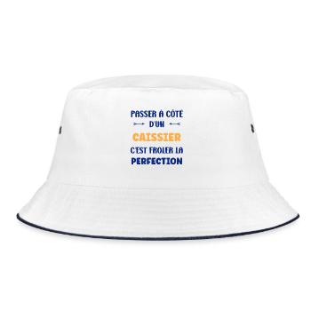 Coming close to perfection at the checkout - Bucket Hat - white/navy - Front
