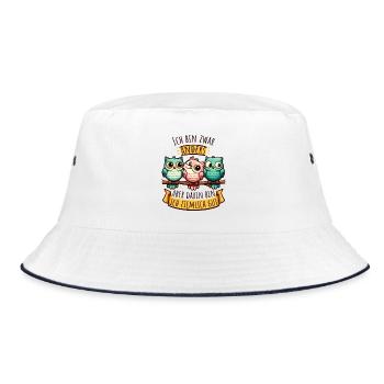 Anderssein Spruch mit bunten Eulen - Bucket Hat - Weiß/Navy - Vorne