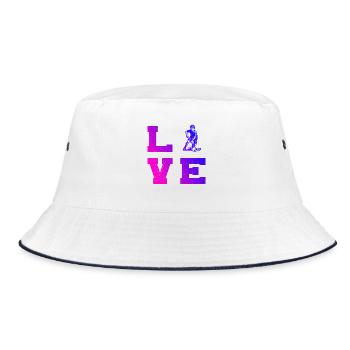 Iconisches Floorball Motiv - Bucket Hat - Weiß/Navy - Vorne