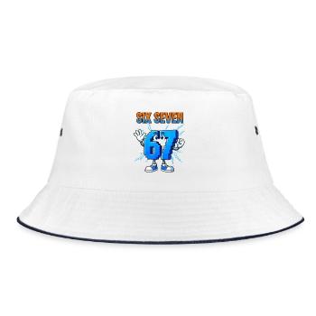 67 Gen Alpha Six Seven Italian 6 7 Brainrot - Bucket Hat - white/navy - Front