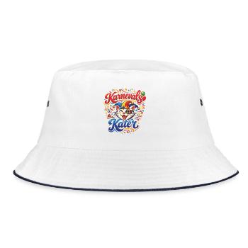 Karnevals Kater Fasching Kostüm - Bucket Hat - Weiß/Navy - Vorne