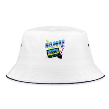 Retro Reunion ’80s Neon Cassette - Bucket Hat - white/navy - Front
