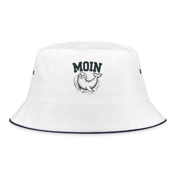 Seehund Robbe Ostsee Nordsee Moin - Bucket Hat - Weiß/Navy - Vorne