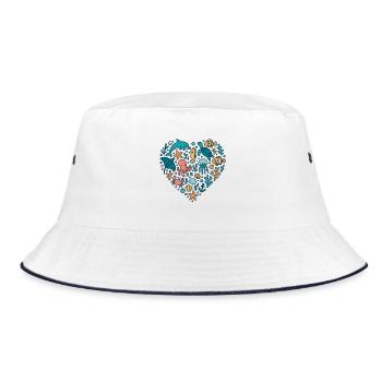 meerestiere herz design, ocean lover liebe - Bucket Hat - Weiß/Navy - Vorne