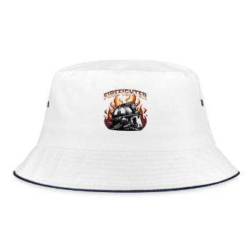 Firefighter helmet with flames for firefighter hero - Bucket Hat - white/navy - Front