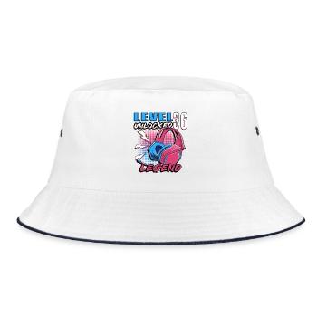 Level 36 Entsperrte Legende Kopfhörer - Bucket Hat - Weiß/Navy - Vorne