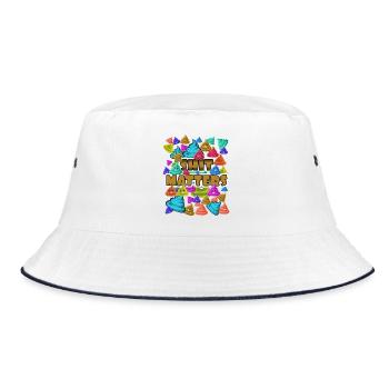 Bunte Emoticon Poo Botschaft: Shit Matters! - Bucket Hat - Weiß/Navy - Vorne
