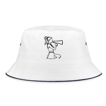 Cheerleaderin Zeichnung - Bucket Hat - Weiß/Navy - Vorne