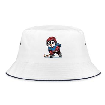 Pinguin Eishockeyheld - Bucket Hat - white/navy - Front