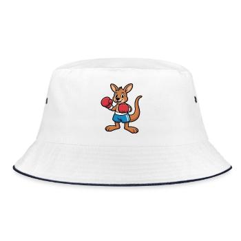 Kangaroo Boxer Cartoon – Wrestler - Bucket Hat - white/navy - Front