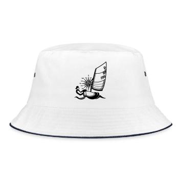 Optimist Opti Segelboot Segeln für Kinder Regatta - Bucket Hat - Weiß/Navy - Vorne