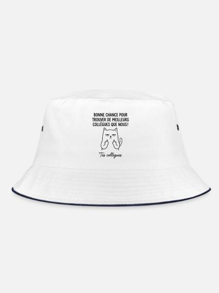 Verlassen, Kollege und neuer Job, viel Glück - Bucket Hat - Weiß/Navy - Vorne