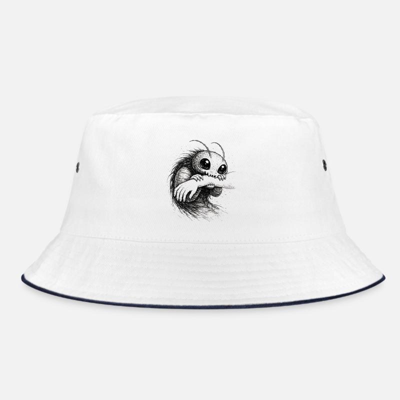 Creepy Cute Creature Illustration Dark Indie Art Bucket Hat