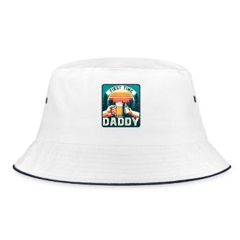 First-time dad, expectant dad, future father - Bucket Hat - white/navy - Front
