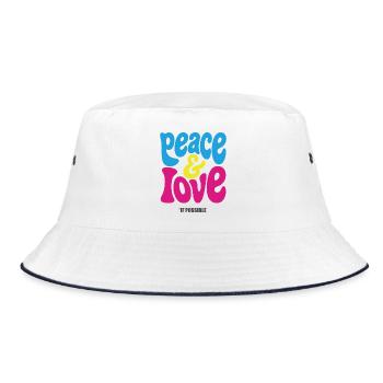 PEACE LOVE #4 - let's talk - Bucket Hat - white/navy - Front