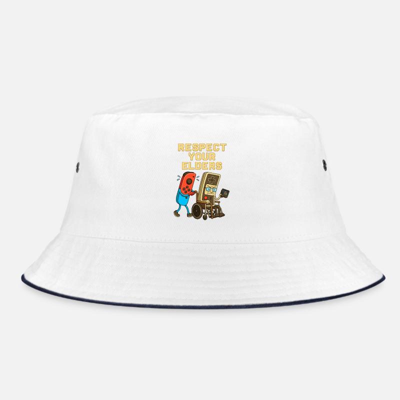 Respect Your Elders Gaming Control Retro - Bucket Hat - white/navy