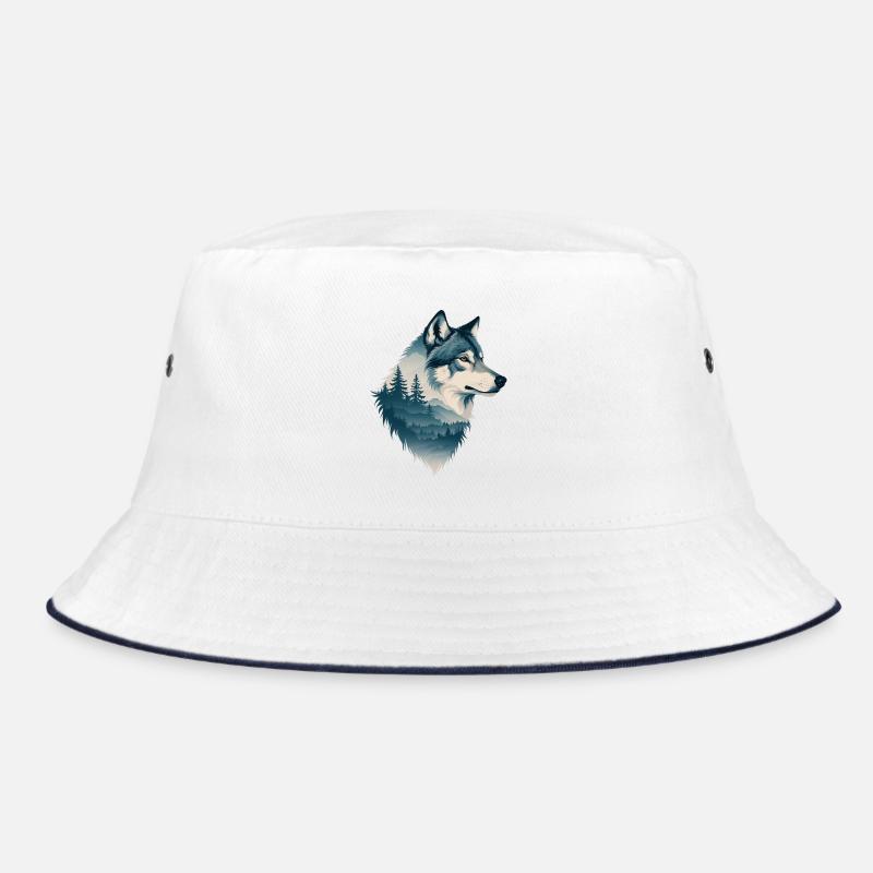 Blue wolf in the forest Bucket Hat