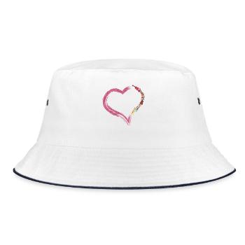Hawaiian Ukulele Uke Heart - Bucket Hat - Weiß/Navy - Vorne