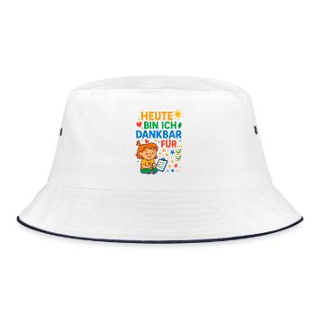 Heute dankbar Kind, dankbarkeit lernen achtsamkeit - Bucket Hat - Weiß/Navy - Vorne