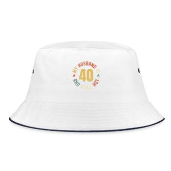 My Husband Is 40 And Still Hot Retro - Bucket Hat - white/navy - Front