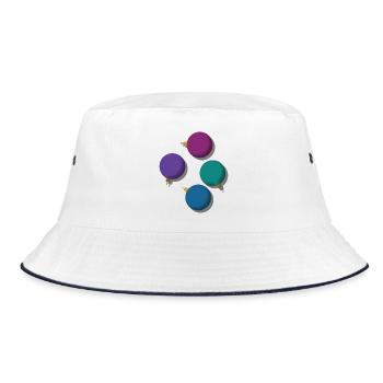 4 bunte Weihnachtskugeln  - Bucket Hat - Weiß/Navy - Vorne