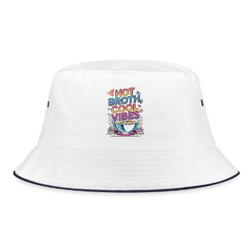 Ramen Hot Broth Cool Vibes Tonkatsu Japanese Food - Bucket Hat - white/navy - Front