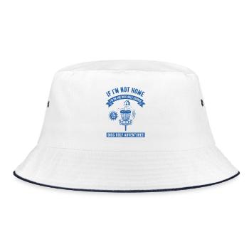 Wenn ich nicht zu Hause bin, bin ich auf dem Disc Golf Course - Bucket Hat - Weiß/Navy - Vorne