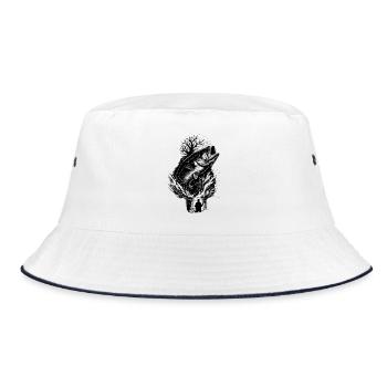 Jumping perch in the moonlight night angler - Bucket Hat - white/navy - Front
