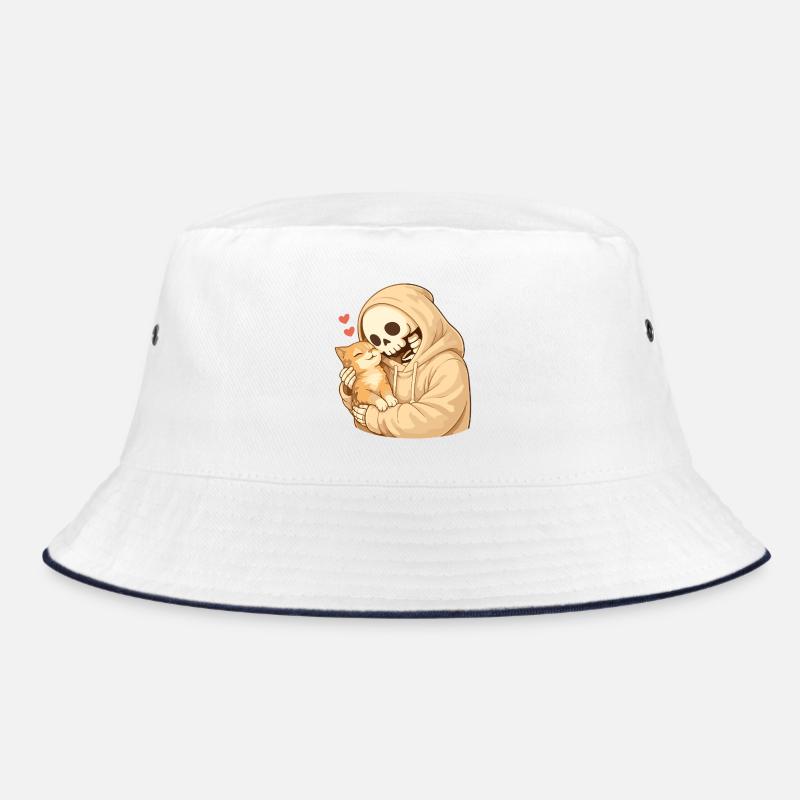 Cozy skeleton with cat – security Bucket Hat