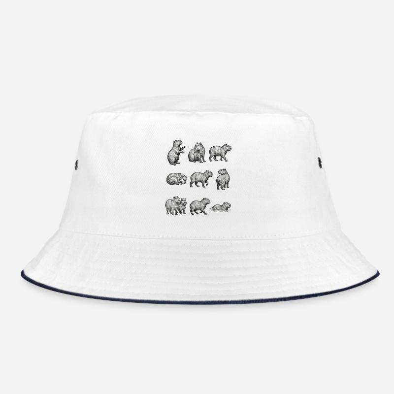 Capybara silhouettes in forest design Bucket Hat
