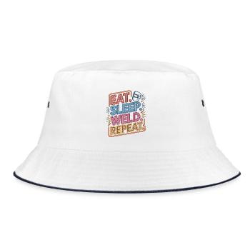 Welder Eat Sleep Weld Repeat Welding Fabrication - Bucket Hat - white/navy - Front