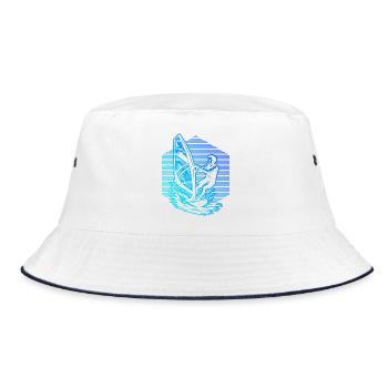 Kurz und klar Windsurfing - Bucket Hat - Weiß/Navy - Vorne