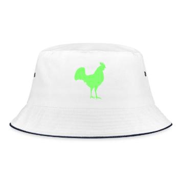 Hahn Rooster Silhouette - Bucket Hat - Weiß/Navy - Vorne