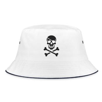 Classic Jolly Roger Pirate Skull - Bucket Hat - white/navy - Front