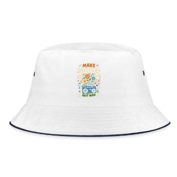 Make noise not war, peace musik - Bucket Hat - Weiß/Navy - Vorne