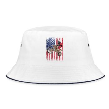 Dirt Biking USA Flag  - Bucket Hat - white/navy - Front